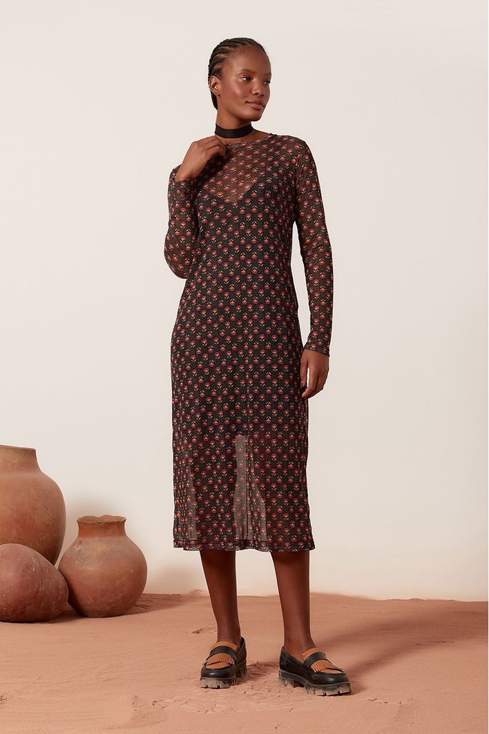 Vestido Segunda Pele Estampa Refúgio