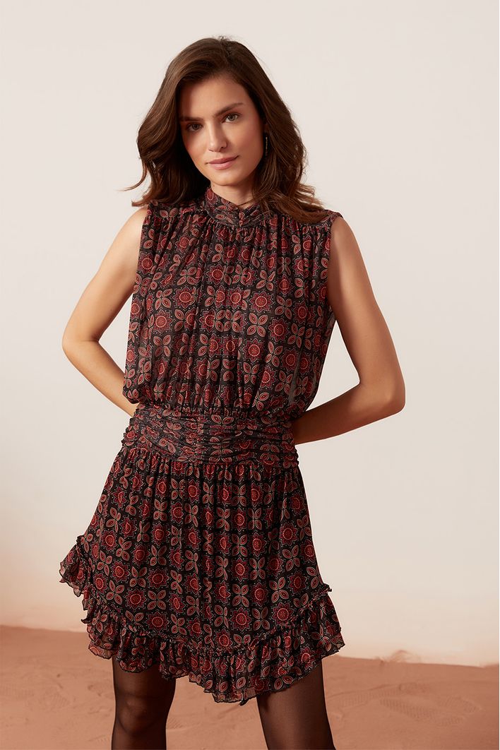 Vestido Tule Estampa Refúgio