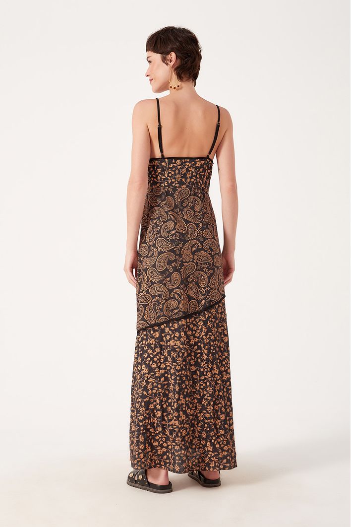 Vestido Longo Linho Estampa Bonança