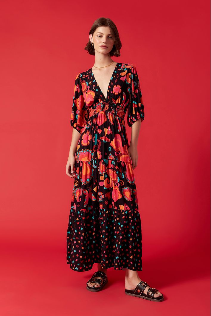 Vestido Cropped Estampa Happy