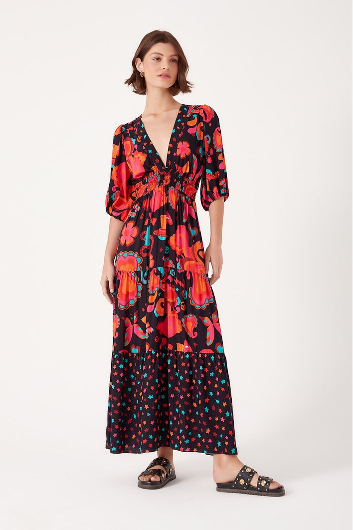 Vestido Cropped Estampa Happy