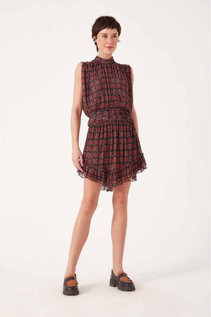 Vestido Tule Estampa Refúgio