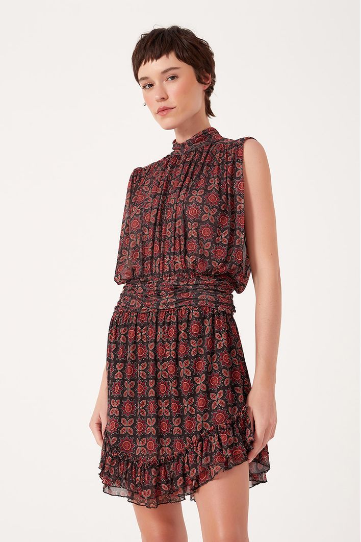 Vestido Tule Estampa Refúgio