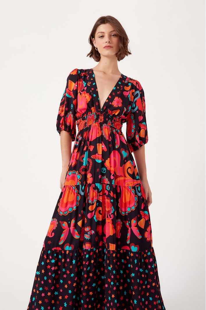 Vestido Cropped Estampa Happy