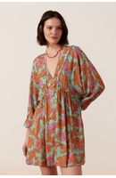 Vestido Lurex Estampa Art Nouveau