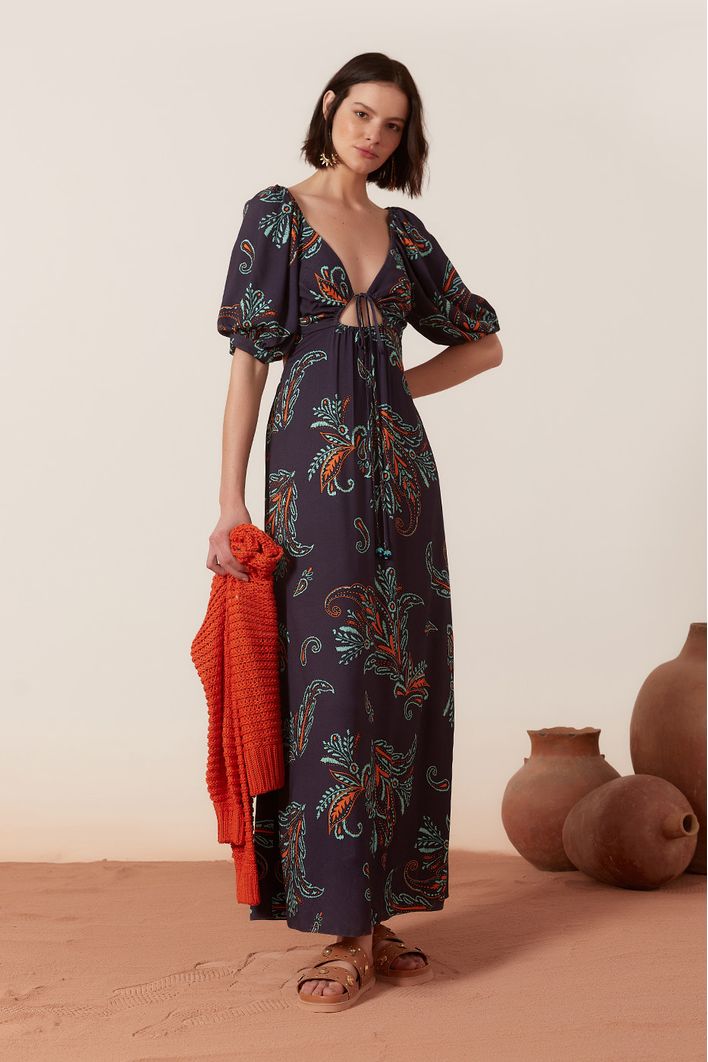 Vestido Longo Estampa Blatt
