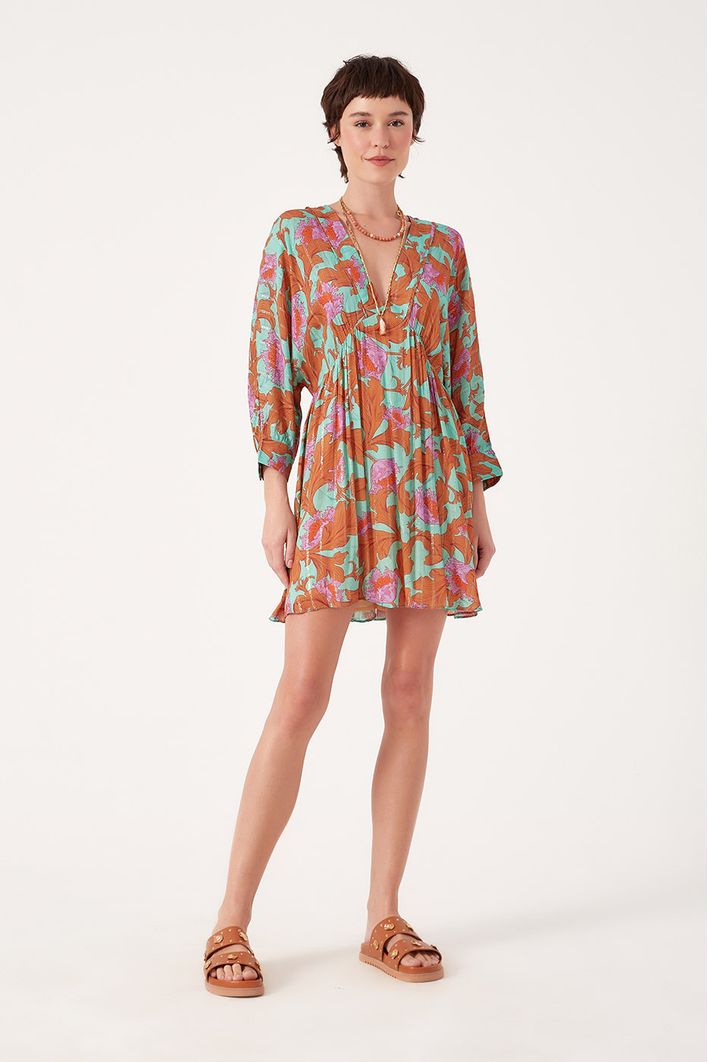 Vestido Lurex Estampa Art Nouveau