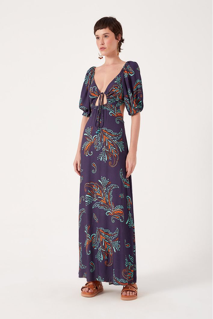 Vestido Longo Estampa Blatt