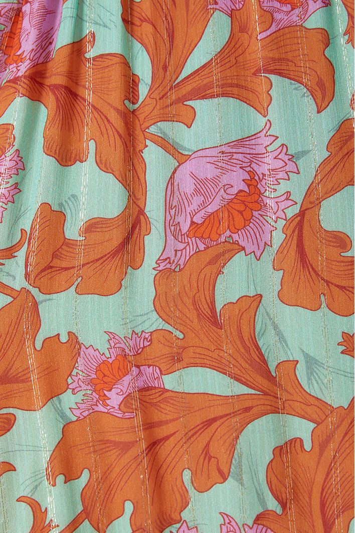 Vestido Lurex Estampa Art Nouveau