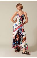 Vestido Transpassado Estampa Lenço Tigre
