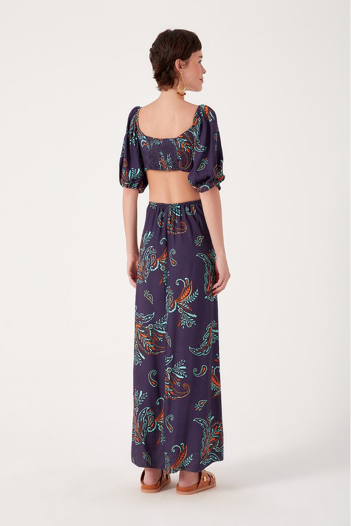 Vestido Longo Estampa Blatt