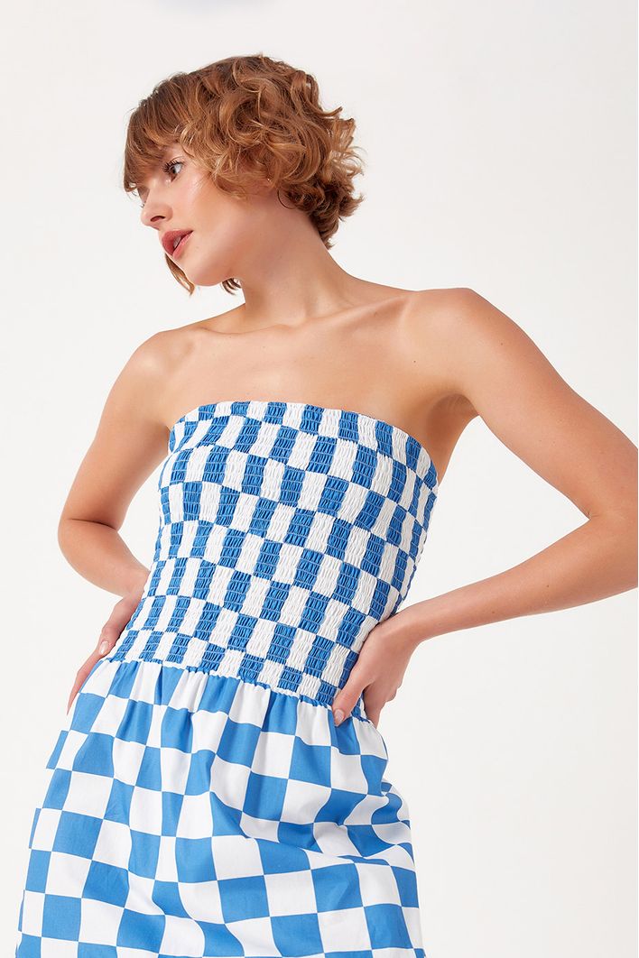 Vestido Cropped Estampa Quadradinhos
