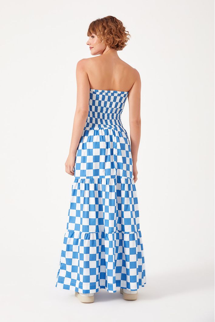 Vestido Cropped Estampa Quadradinhos