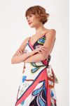Vestido Transpassado Estampa Lenço Tigre