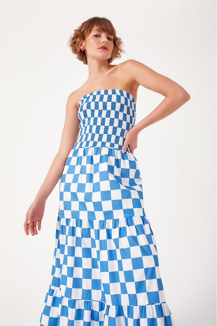 Vestido Cropped Estampa Quadradinhos