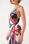 Vestido Transpassado Estampa Lenço Tigre