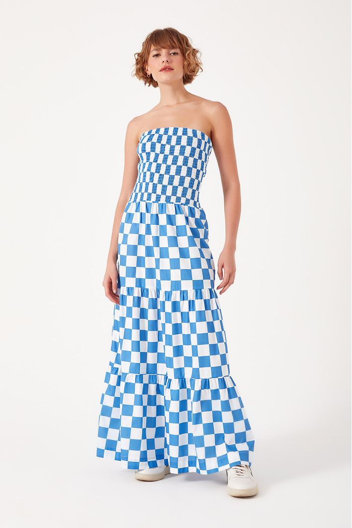 Vestido Cropped Estampa Quadradinhos