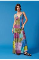 Vestido Longo Estampa Patch Bandana