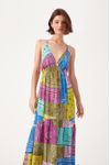 Vestido Longo Estampa Patch Bandana