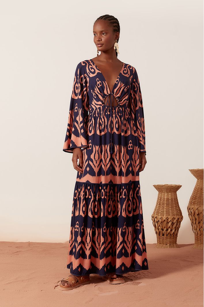 Vestido Longo Estampa Boemia