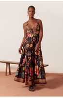 Vestido Longo Algodão Estampa Saudade
