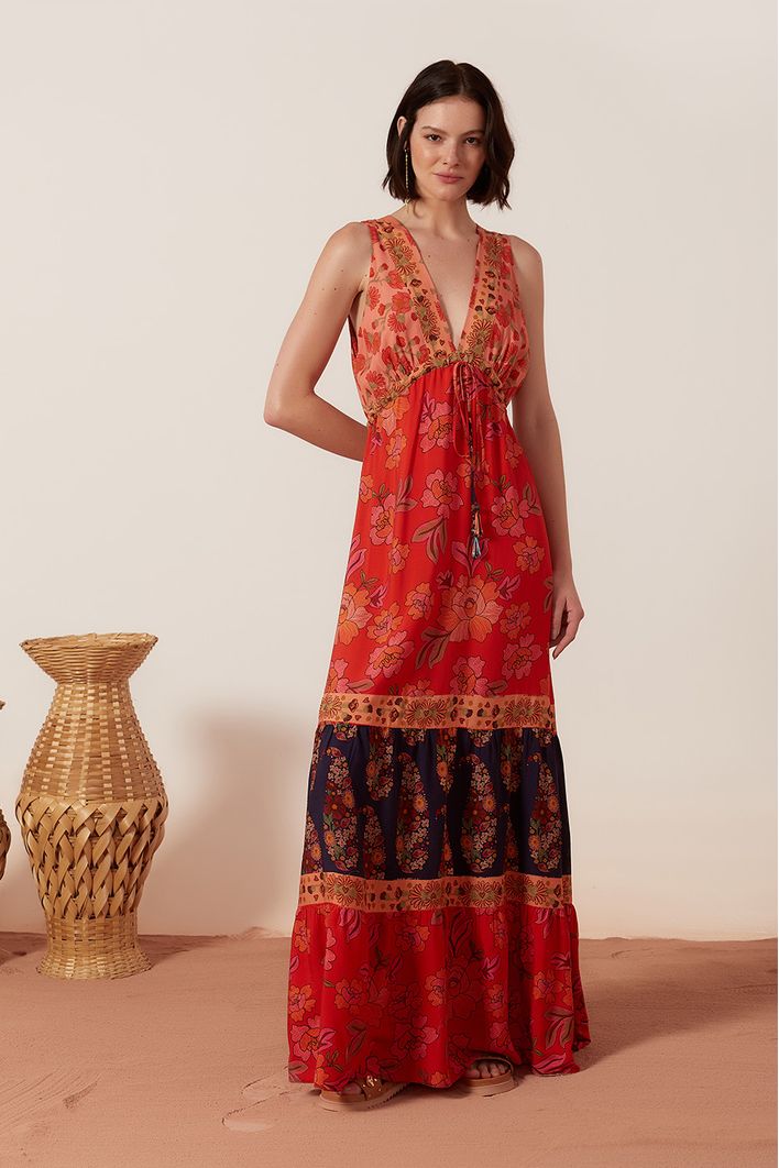 Vestido Longo Estampa Dona Flor