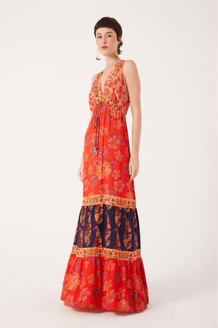 Vestido Longo Estampa Dona Flor