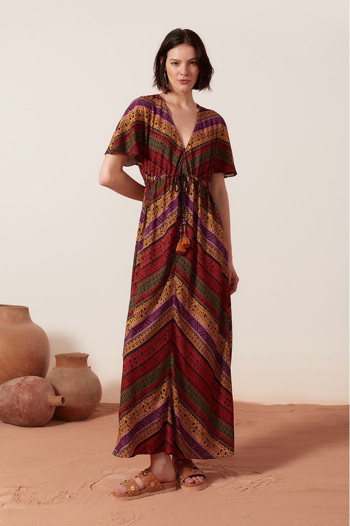 Vestido Cropped Estampa Tricot