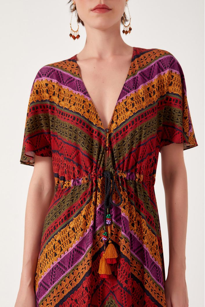 Vestido Cropped Estampa Tricot