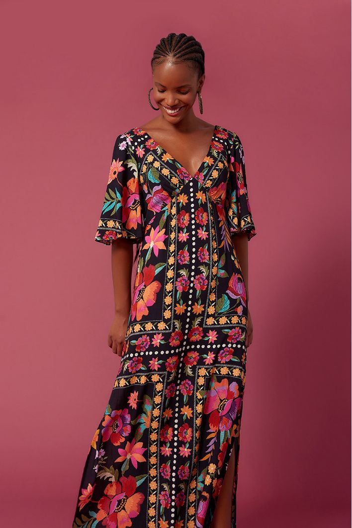 Vestido Longo Estampa Frida