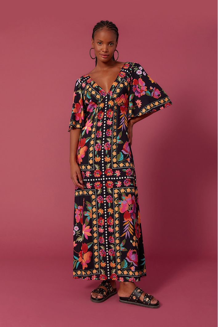 Vestido Longo Estampa Frida