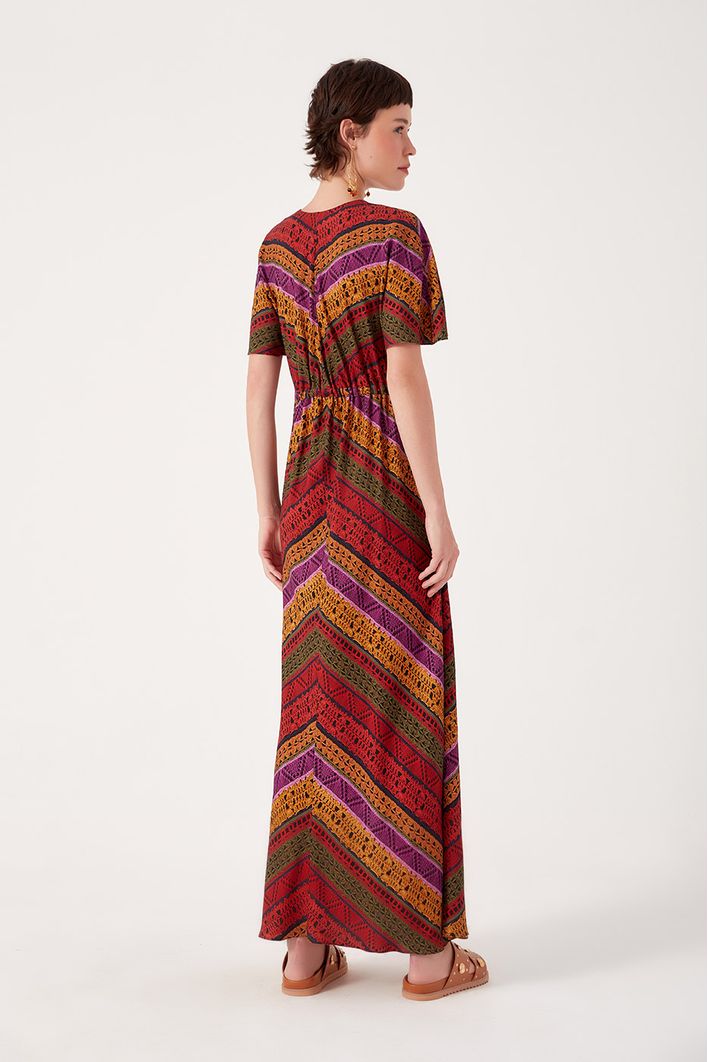 Vestido Cropped Estampa Tricot