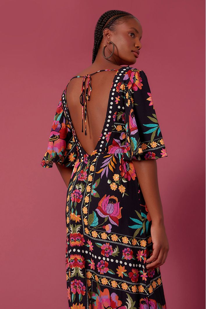 Vestido Longo Estampa Frida