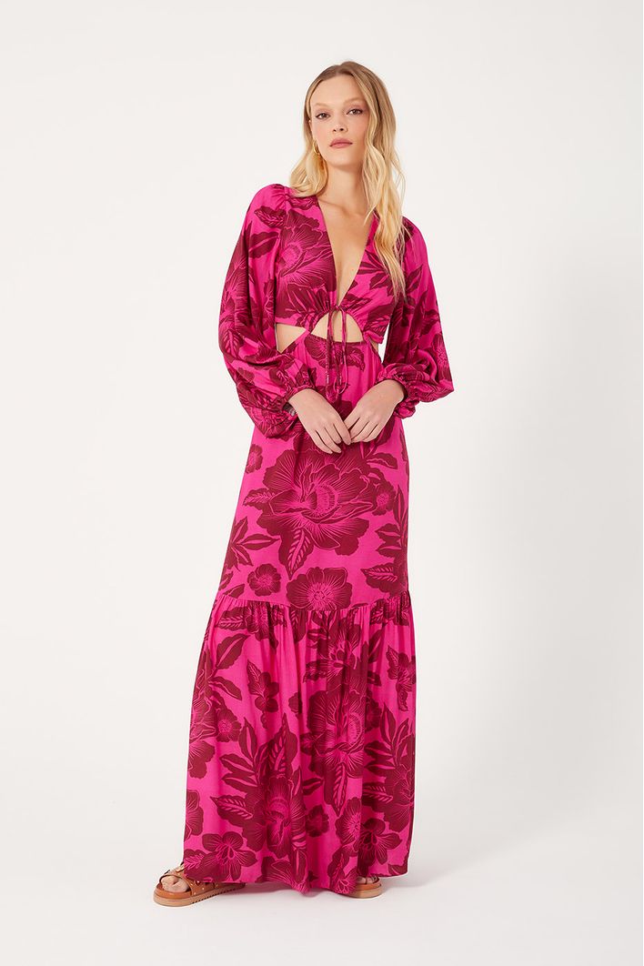 Vestido Longo Estampa Valente