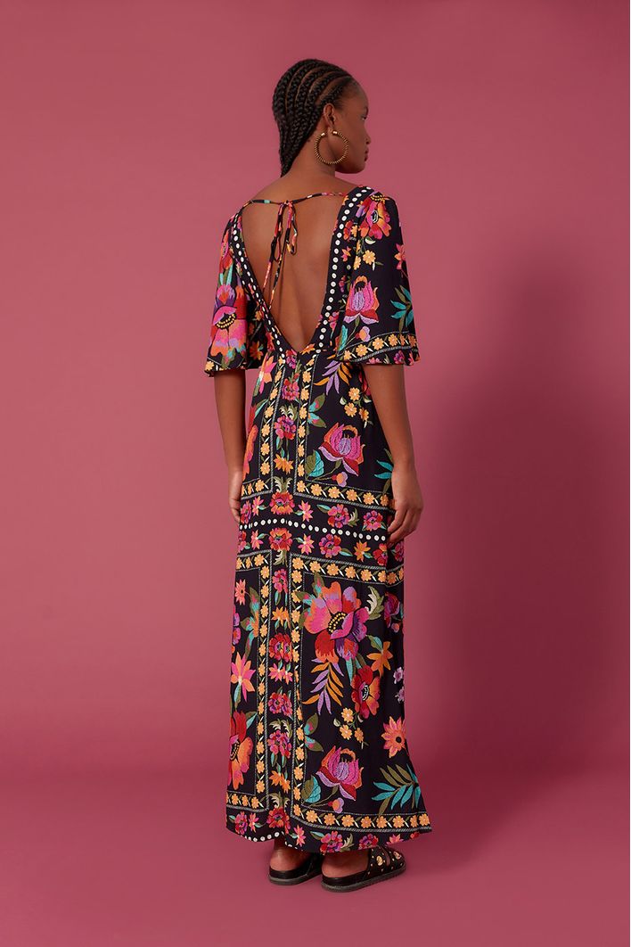 Vestido Longo Estampa Frida