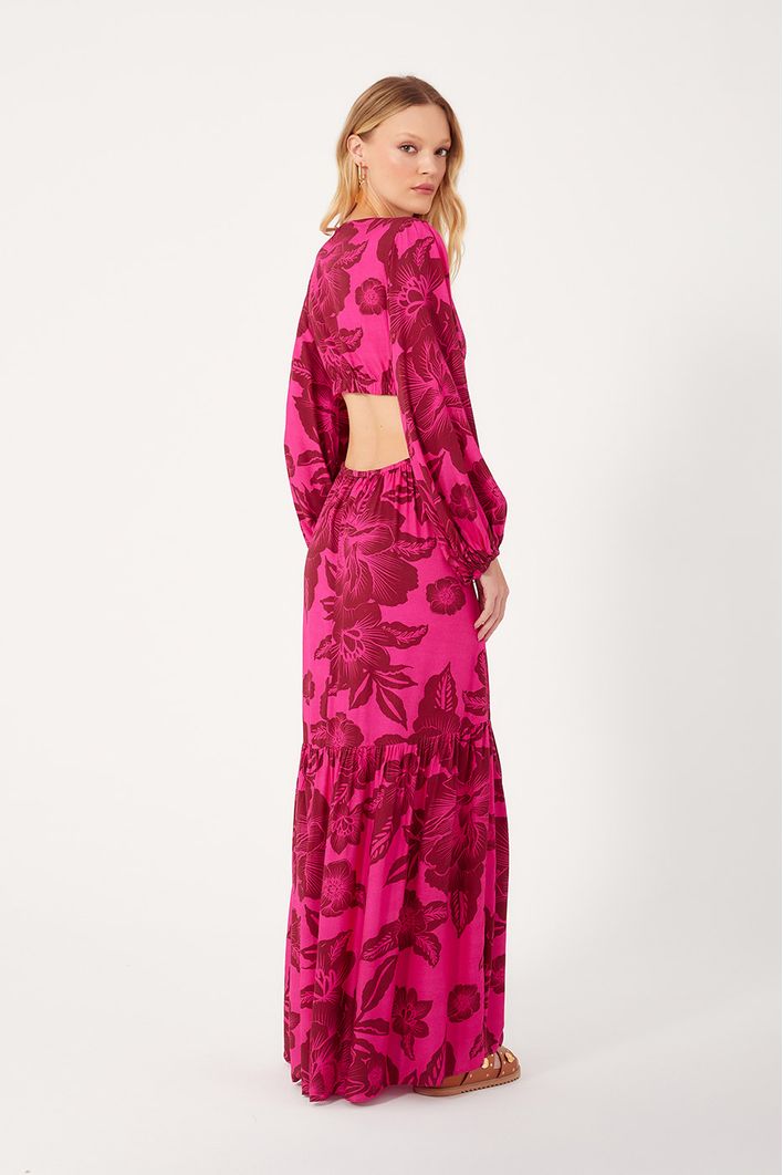 Vestido Longo Estampa Valente