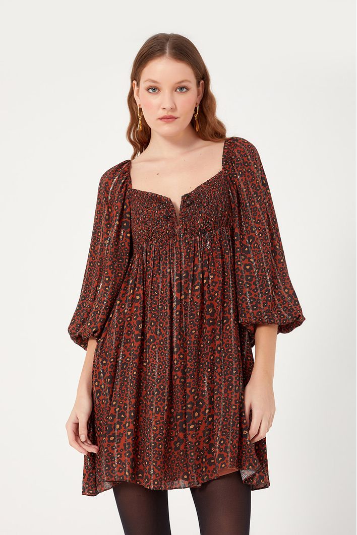 Vestido Lurex Estampa Nina