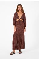 Vestido Longo Lurex Estampa Nina