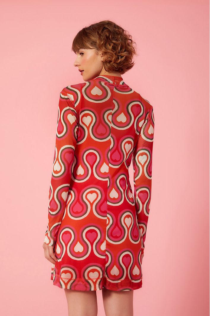 Vestido Curto Tule Estampa Paixão