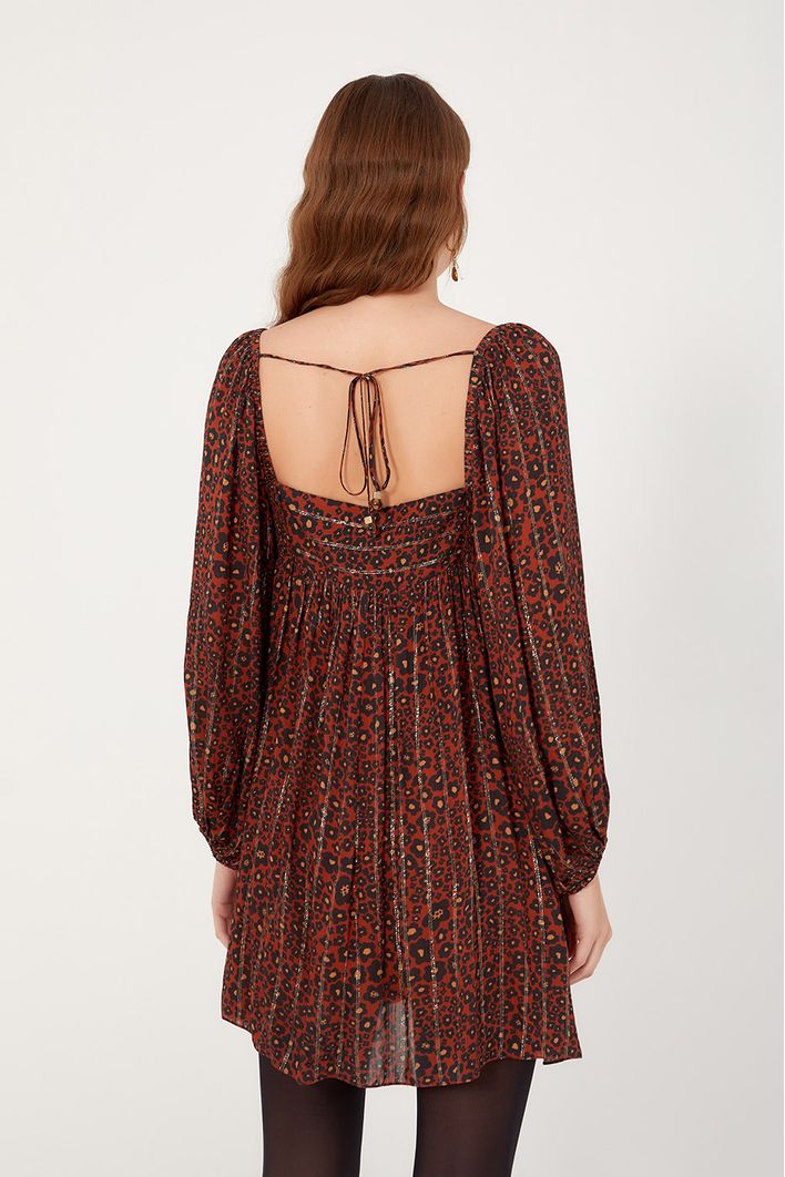 Vestido Lurex Estampa Nina