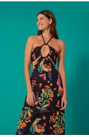 Vestido Longo Estampa Floresta Mágica