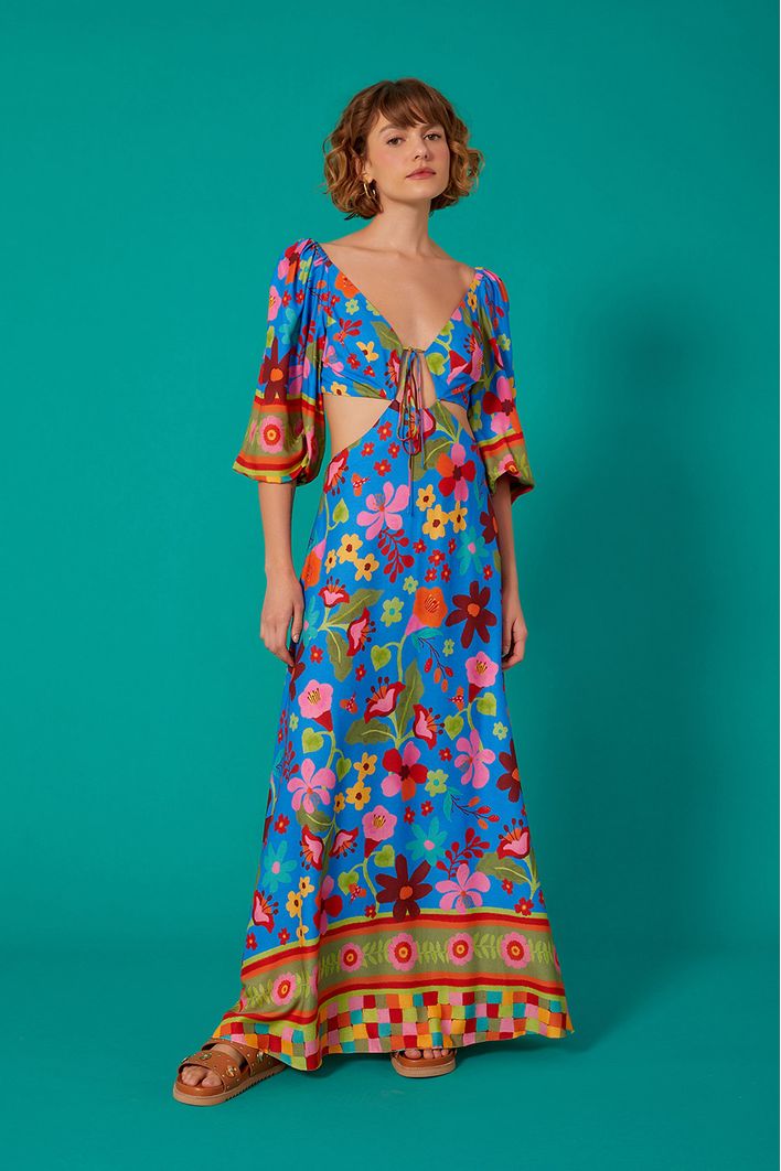 Vestido Cropped Estampa Jardineira
