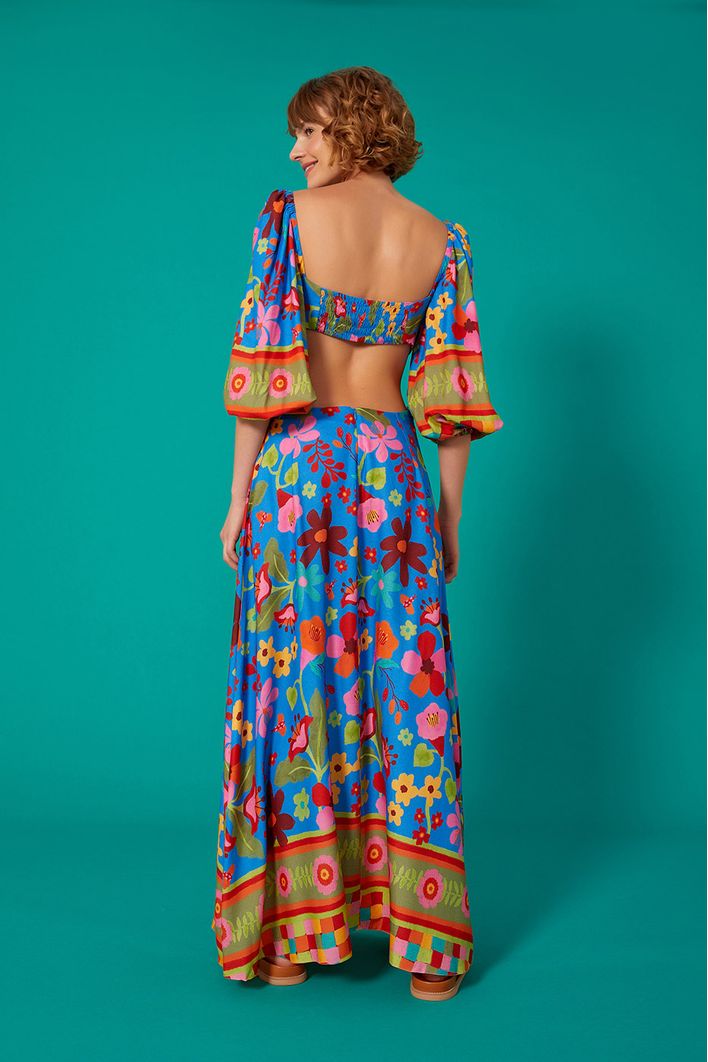 Vestido Cropped Estampa Jardineira