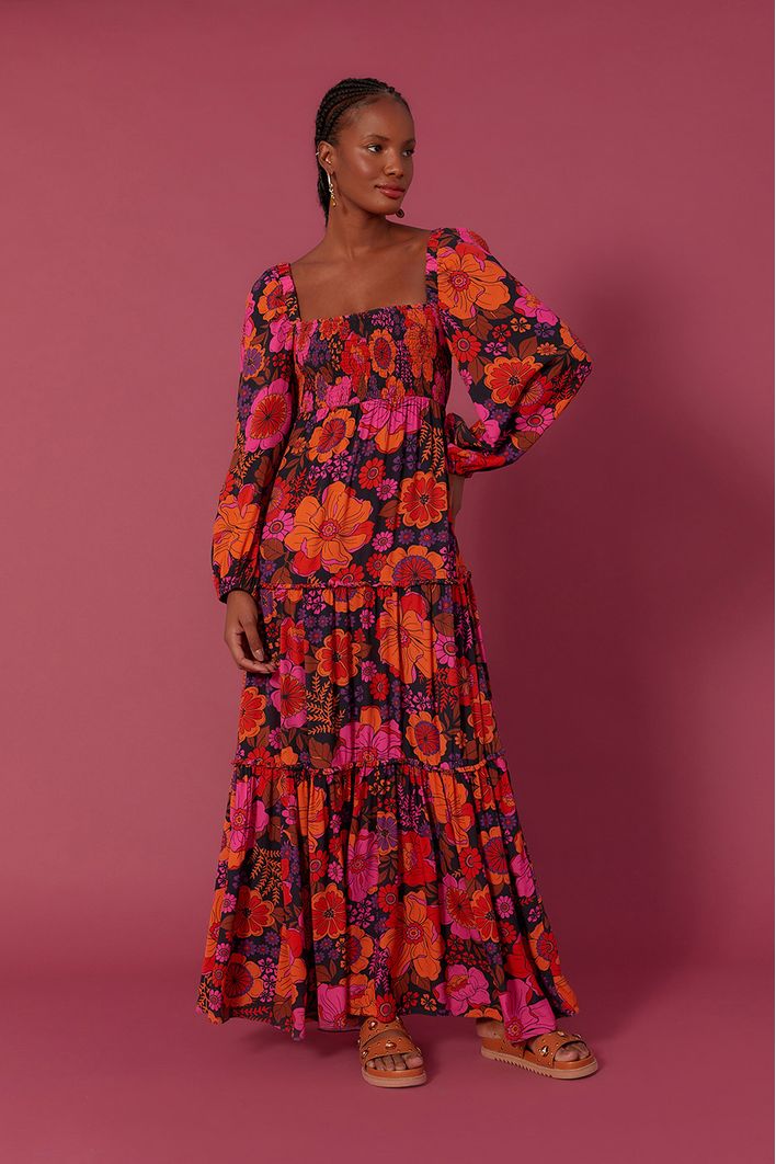 Vestido Longo Estampa Bosque