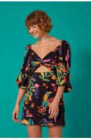 Vestido Curto Estampa Floresta Mágica