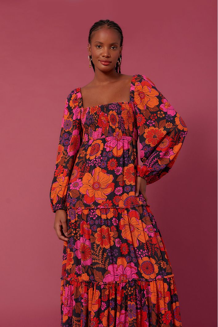 Vestido Longo Estampa Bosque