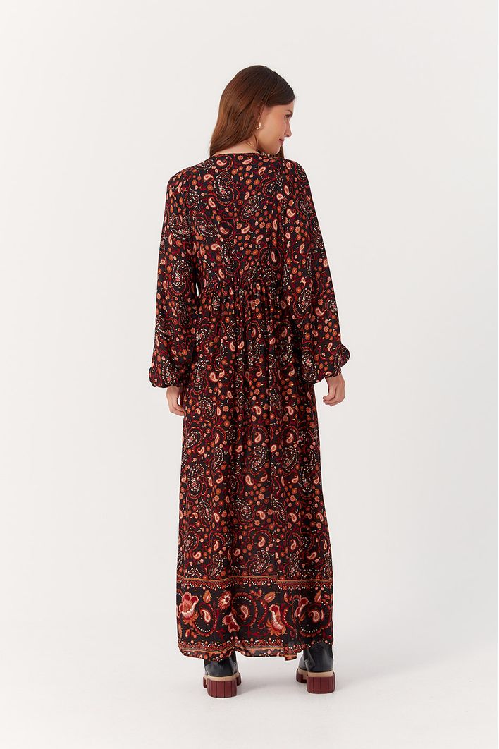 Vestido Longo Lurex Estampa Balai
