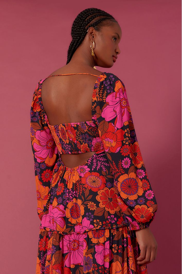Vestido Longo Estampa Bosque