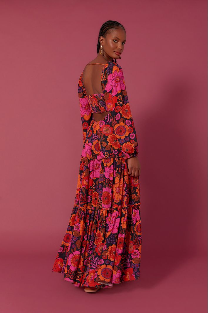 Vestido Longo Estampa Bosque