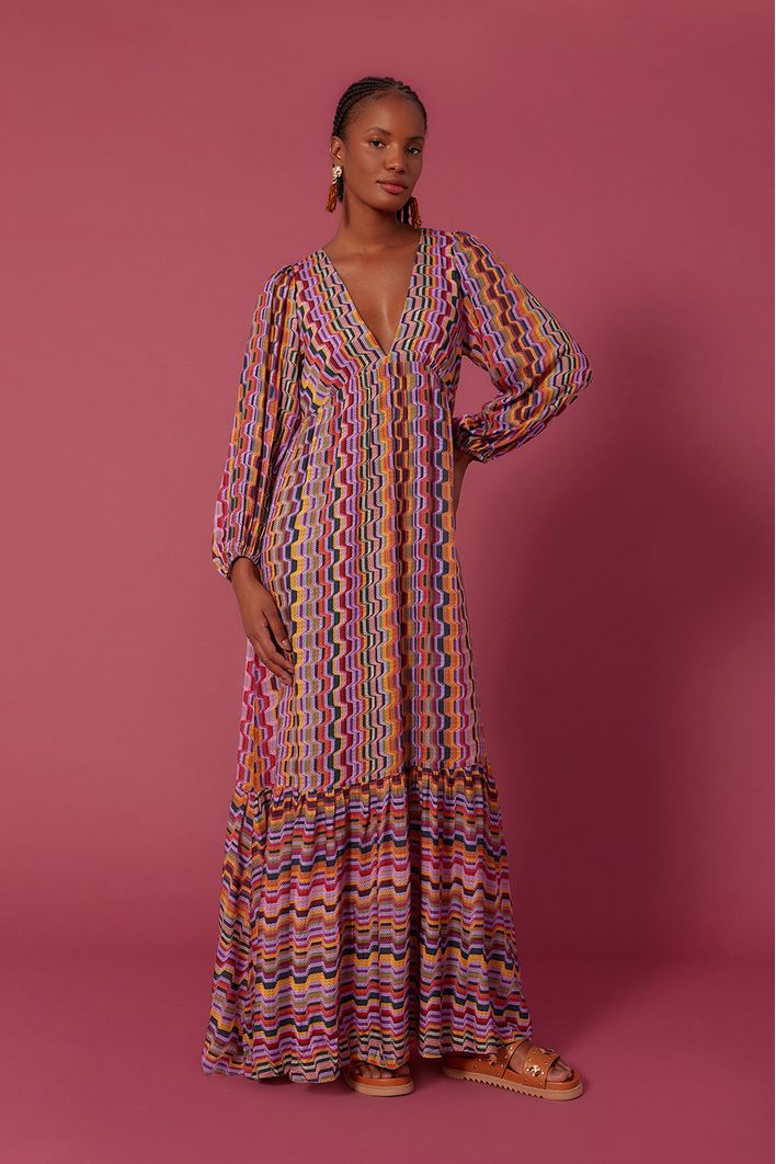 Vestido Longo Estampa Domingo